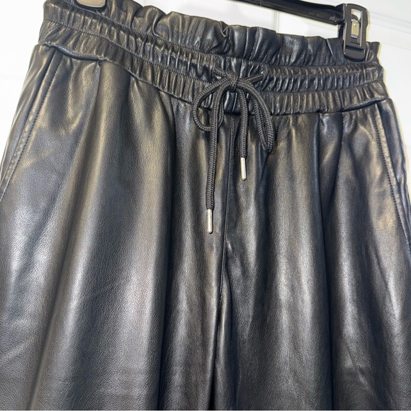 7 For All‎ Mankind Black Faux Leather Joggers NWOT - Picture 1 of 6